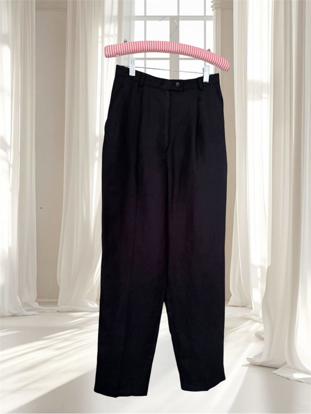 VTG Talbots Black Irish Linen Trousers Size 4